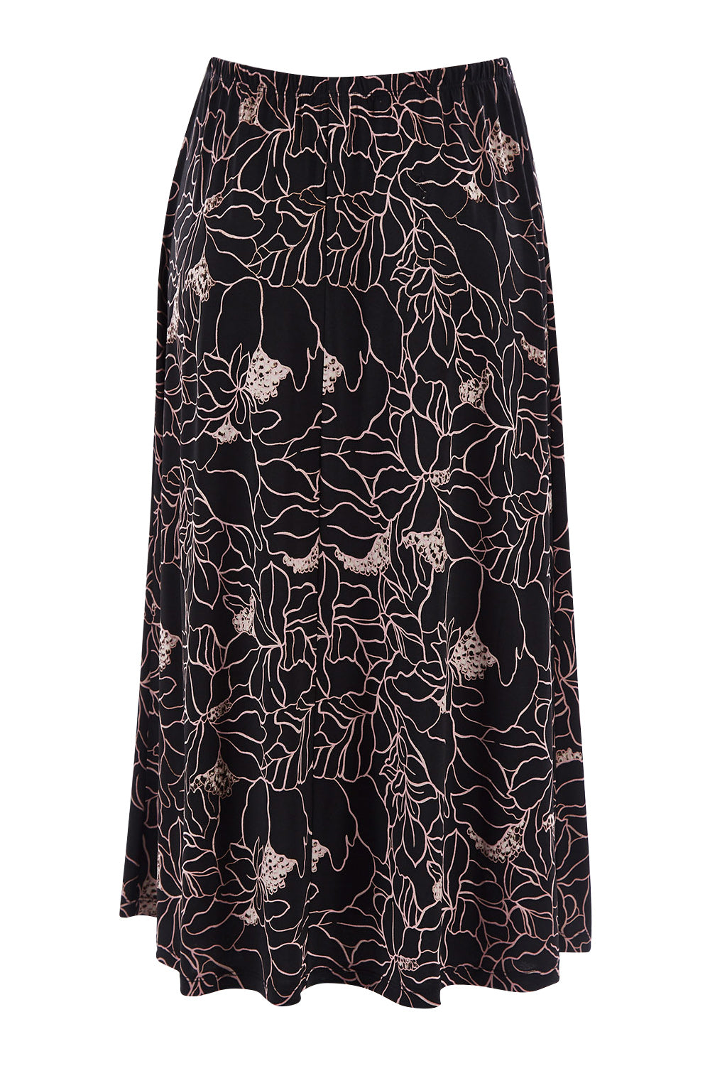 Product shot of The Pull On Skirt in colour Pinkfloral (Pink), from the back
