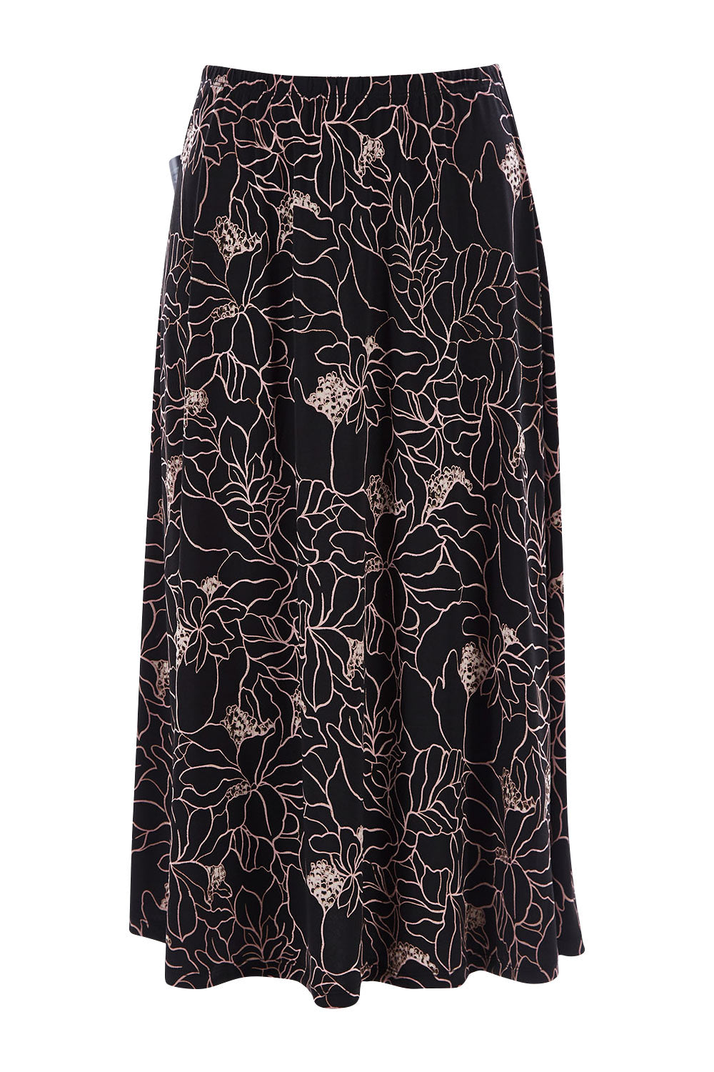 Product shot of The Pull On Skirt in colour Pinkfloral (Pink), from the front