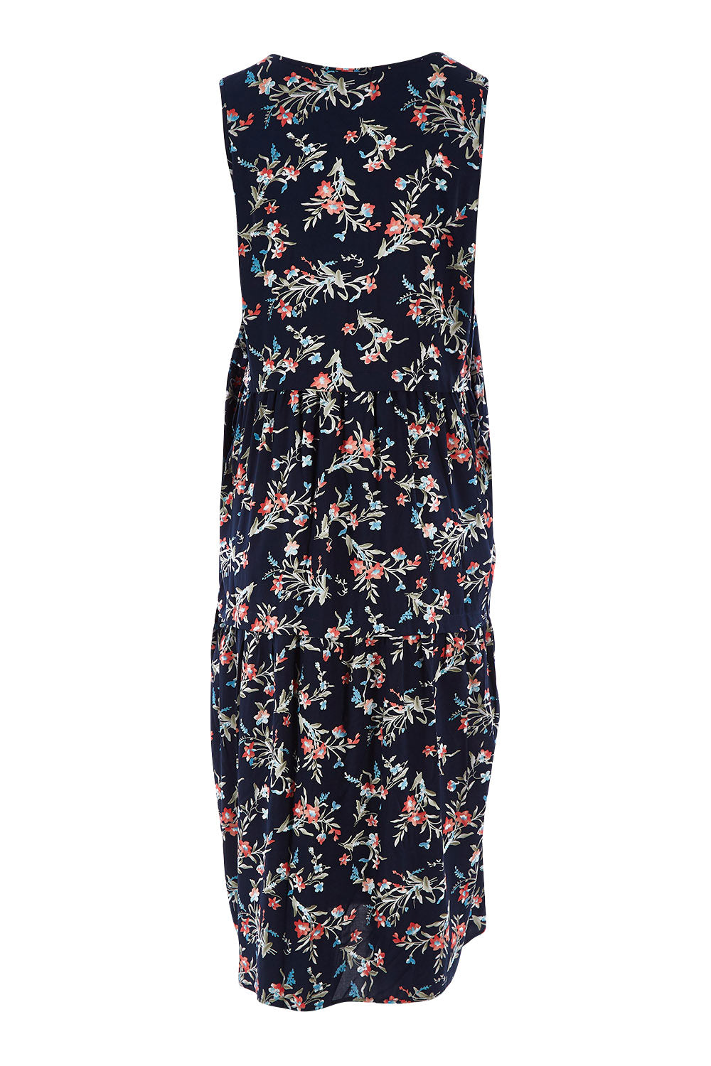Product shot of The Print Layered Maxi in colour Navyprint (Blue), from the back
