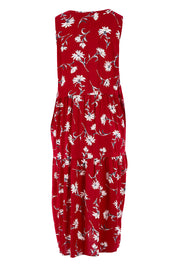 Product shot of The Print Layered Maxi in colour Redprint (Red), from the back