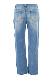 Product shot of The Boyfriend Jean in colour Blue (Blue), from the back