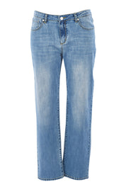 Product shot of The Boyfriend Jean in colour Blue (Blue), from the front