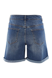 Product shot of The 5 Pocket Denim Short in colour Dkdenim (Blue), from the back