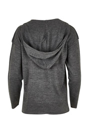 Product shot of The Hoody Knit Jumper in colour Charcoal (Grey), from the back