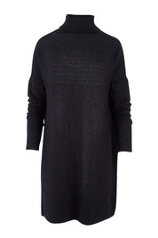 Product shot of The Cable Knit Dress in colour Blackfleck (Black), from the front
