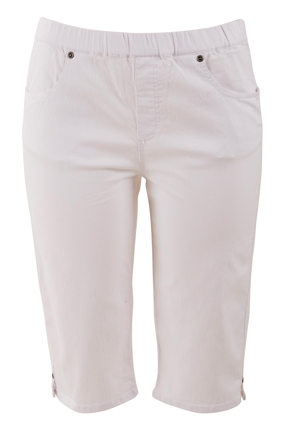 Product shot of The Pull On Short in colour White (White), from the front