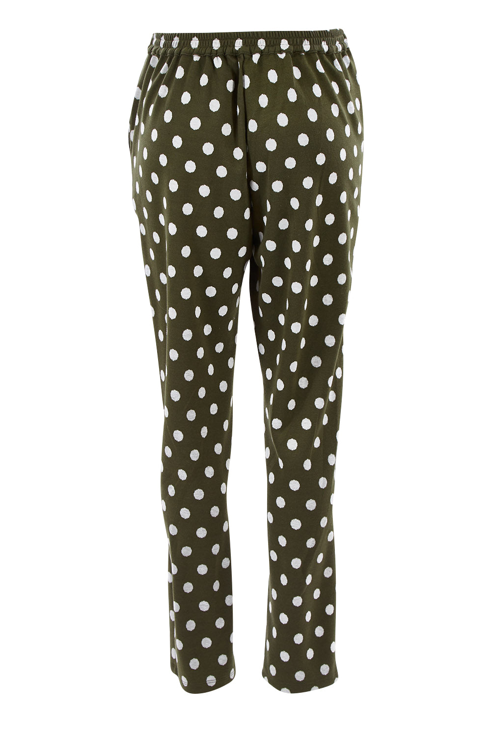 Product shot of The Spot Jacquard Pull On Pant in colour Khakispot (Green), from the back