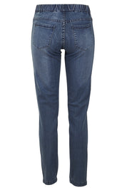 Product shot of The Everyday Jegging in colour Denim (Blue), from the back