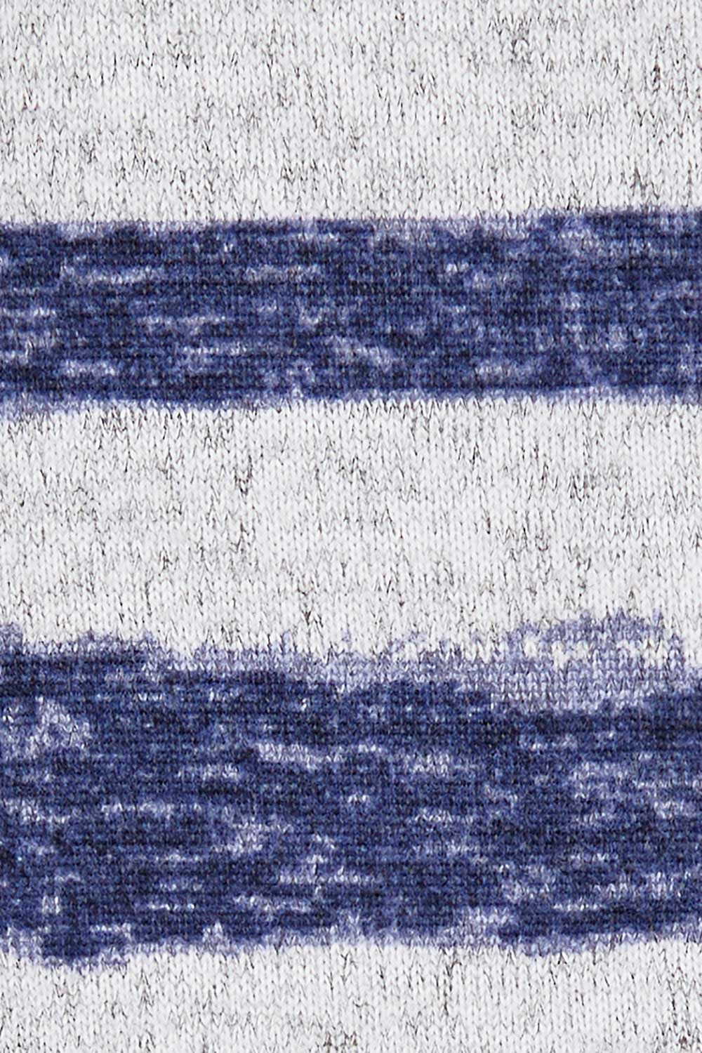 Product shot of The Striped Curved Hem Long Sleeve Tee in colour Cornflower (Blue), detail