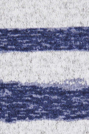 Product shot of The Striped Curved Hem Long Sleeve Tee in colour Cornflower (Blue), detail