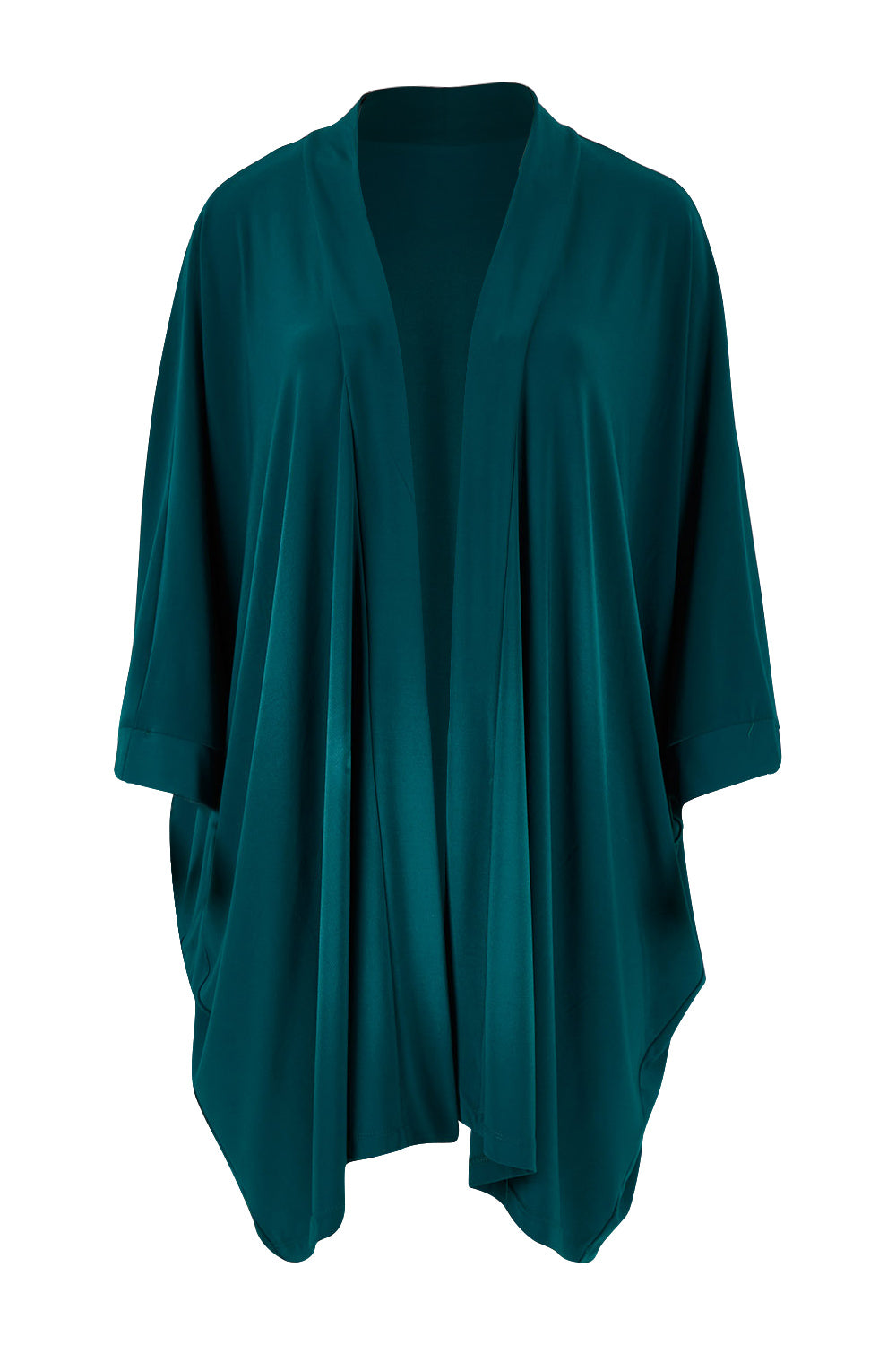Product shot of The Recycled Relax Fit Cardi in colour Deeplagoon (Green), from the front