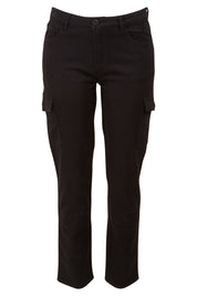 Product shot of The Straight Leg Cargo Pant in colour Black (Black), from the front