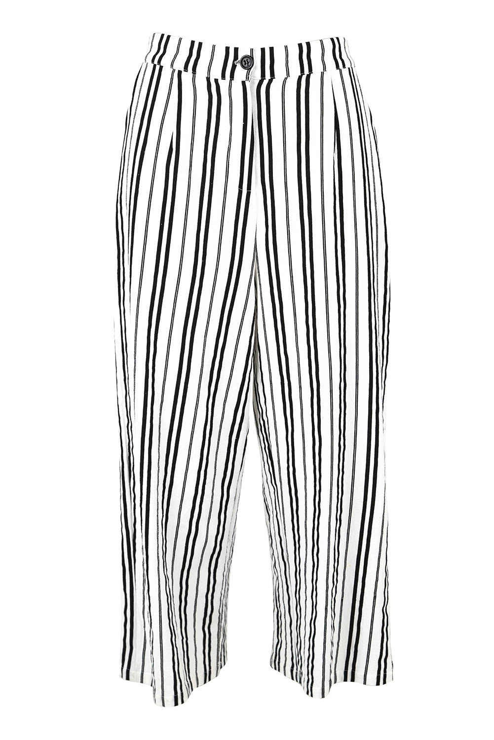 Product shot of The Striped Pull On Cullotte in colour Blackwhite (Black), from the front