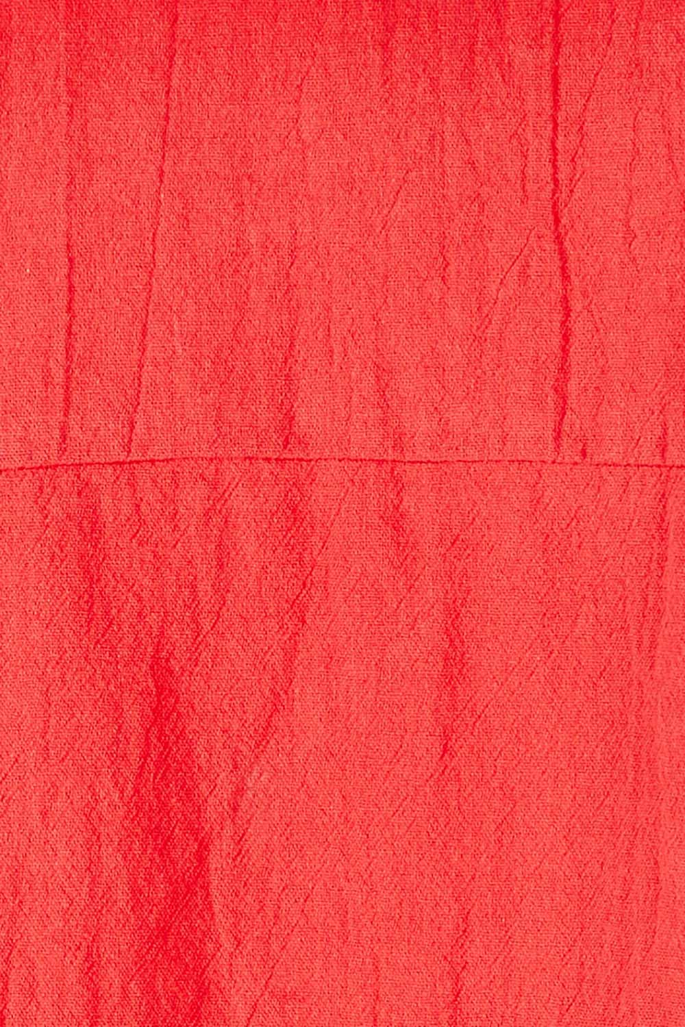 Product shot of The Relaxed Fit Woven Tee in colour Red (Red), detail
