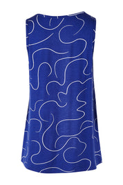 Product shot of The Printed Summer Tank in colour Royalblue (Blue), from the back