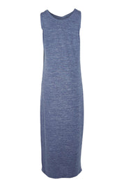 Product shot of The Perfect Summer Knit Maxi Dress in colour Denimmarle (Blue), from the back