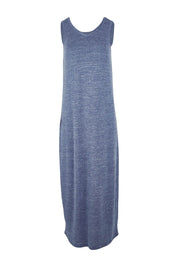 Product shot of The Perfect Summer Knit Maxi Dress in colour Denimmarle (Blue), from the front