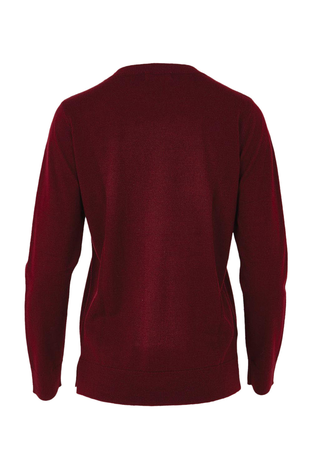Product shot of The Keepers Soft Round Neck Jumper in colour Firered (Red), from the back