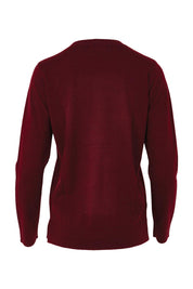 Product shot of The Keepers Soft Round Neck Jumper in colour Firered (Red), from the back