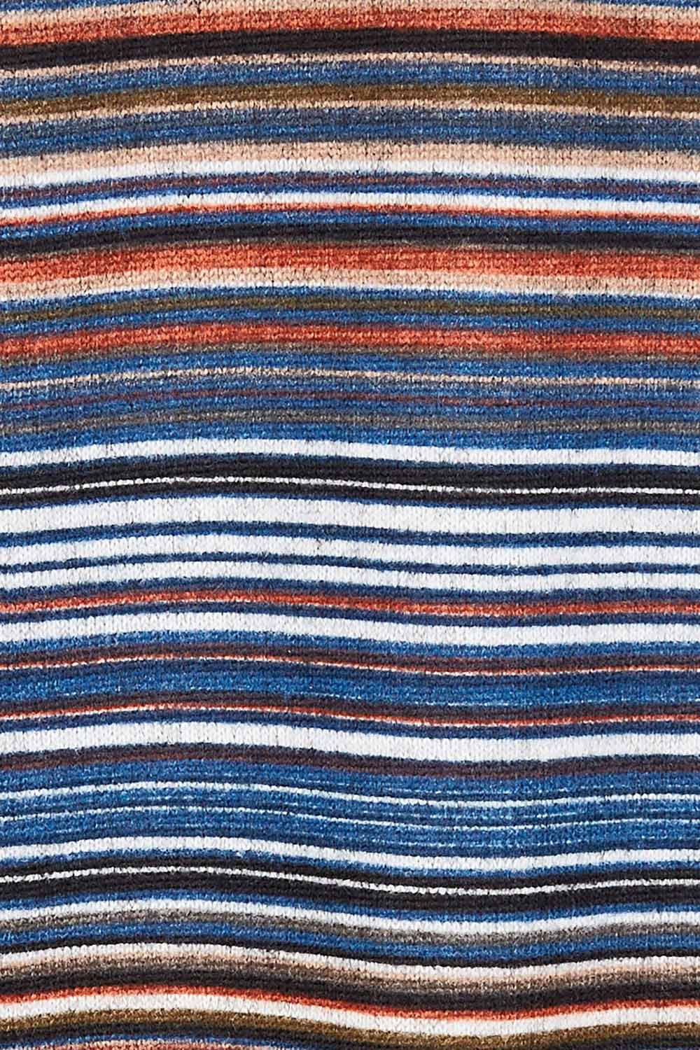 Product shot of The Striped Edge To Edge Knit Cardigan in colour Denim (Blue), detail