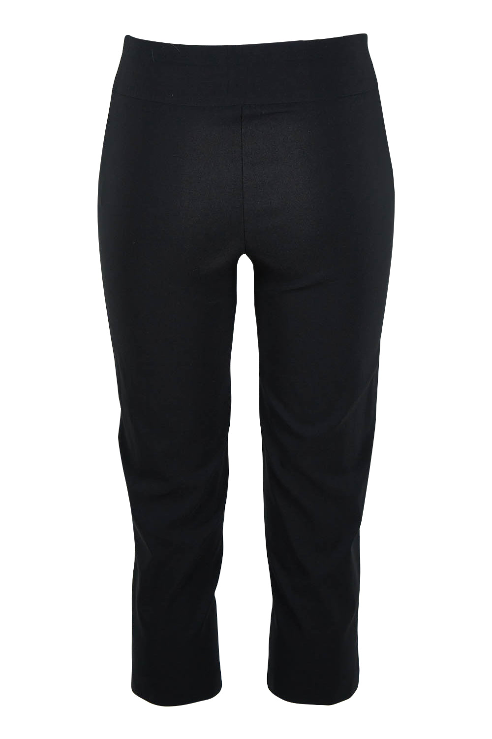 Product shot of The Contour Capri Pant in colour Black (Black), from the back