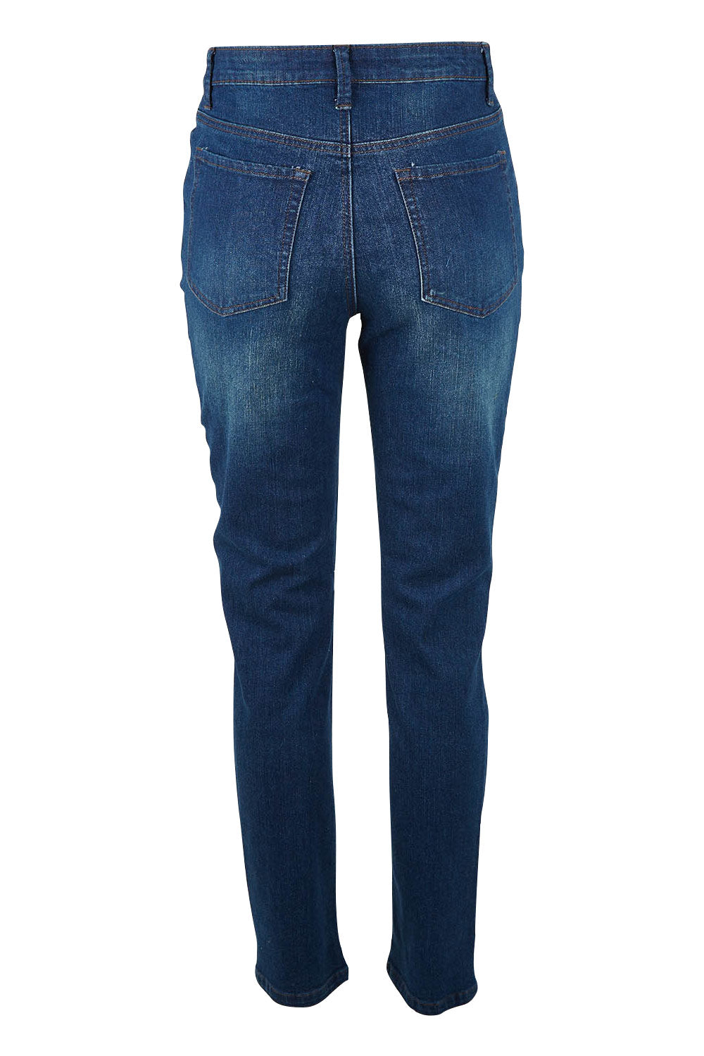 Product shot of The Contour Jean in colour Darkdenim (Blue), from the back