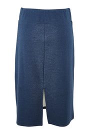 Product shot of The Ponte Jacquard Skirt in colour Navy (Blue), from the back