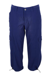 Product shot of The Everyday Cropped Cargo Pant in colour Frenchblue (Blue), from the front
