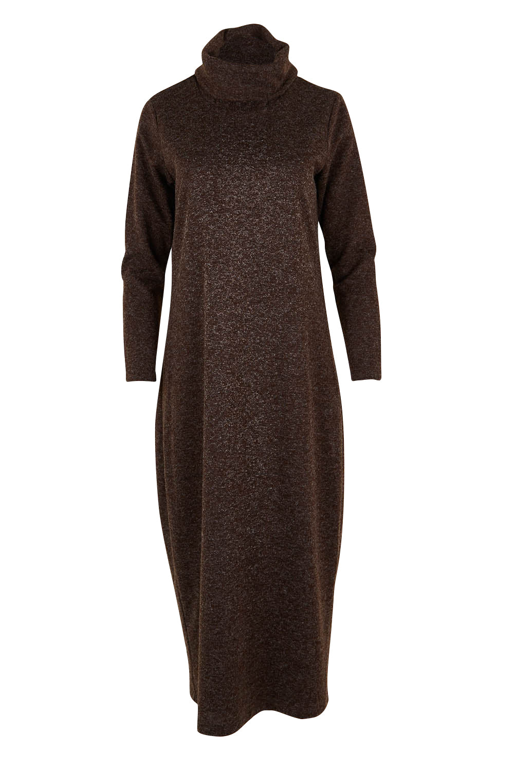 Product shot of The High Neck Maxi Dress in colour Cocoamarle, from the front