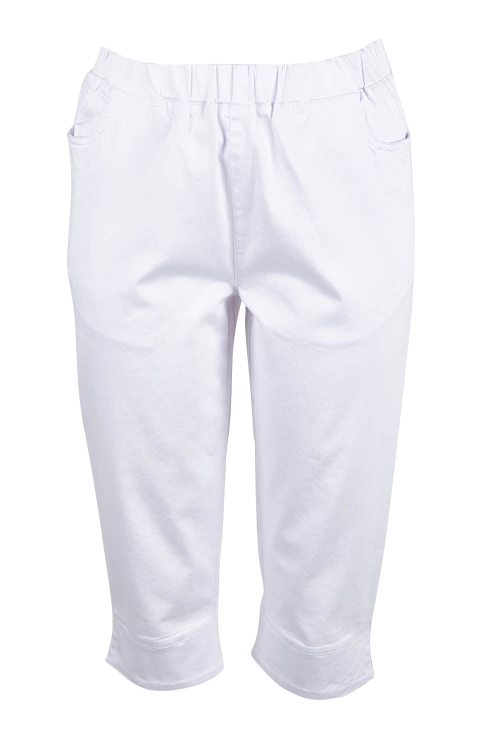 Product shot of The Cotton Blend 3/4 Pant in colour White (White), from the front