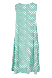 Product shot of The Keepers Lined Swing Dress in colour Sagegreen (Green), from the back