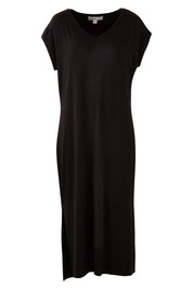 Product shot of The Mid Length Tee Dress in colour Black (Black), from the front