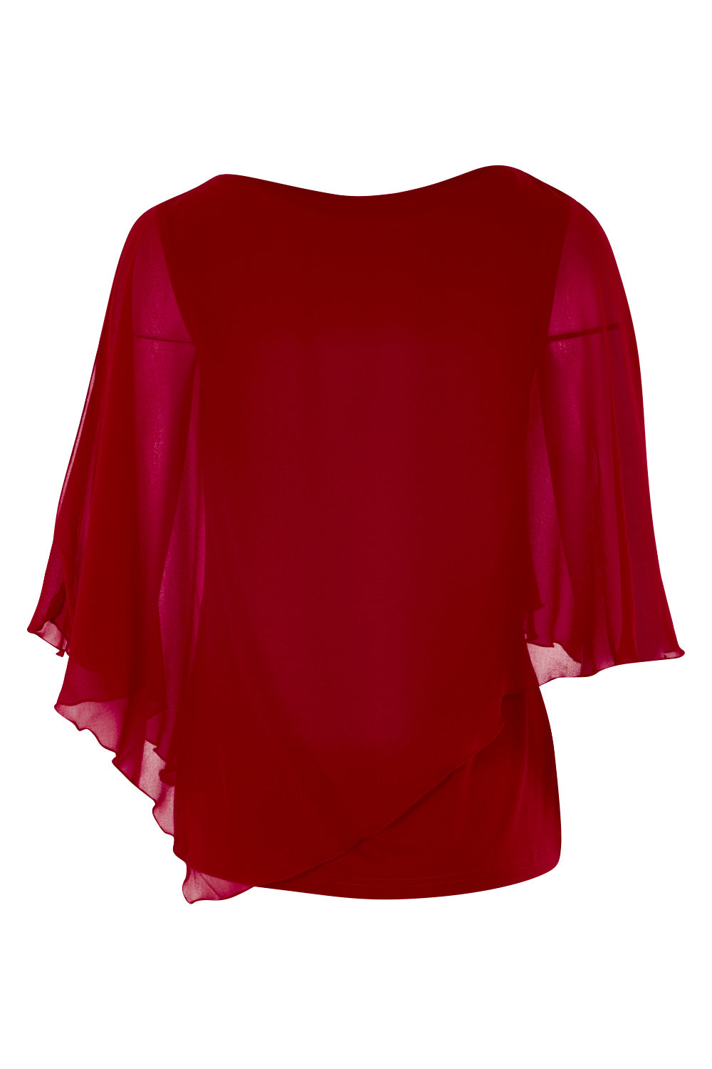 Product shot of The Overlay Top in colour Red (Red), from the back