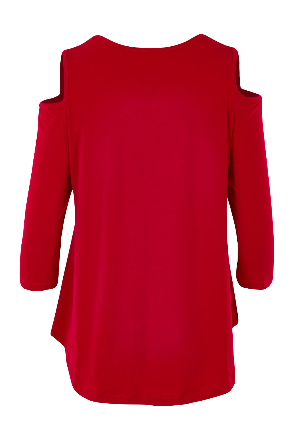 Product shot of The Cut Out Shoulder Top in colour Red (Red), from the back