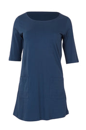 Product shot of The Pocket Tunic Top in colour Navy (Blue), from the front
