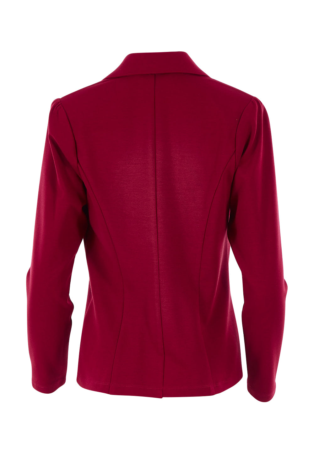 Product shot of The Ponte Blazer in colour Wildberry (Red), from the back