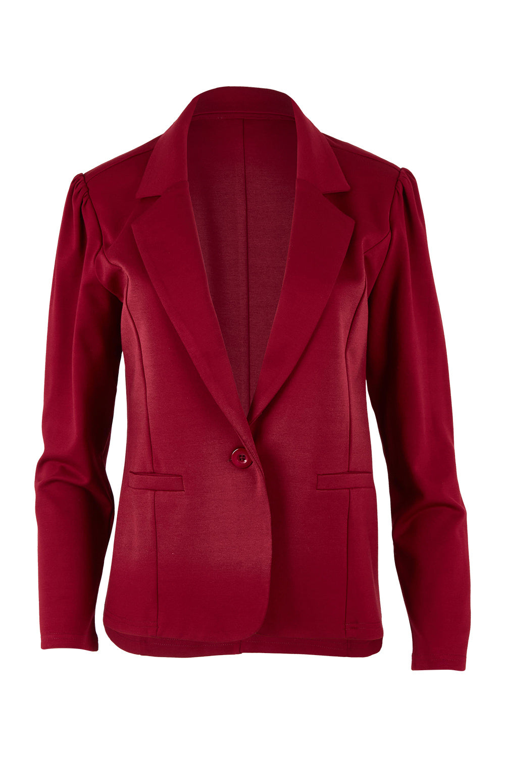 Product shot of The Ponte Blazer in colour Wildberry (Red), from the front