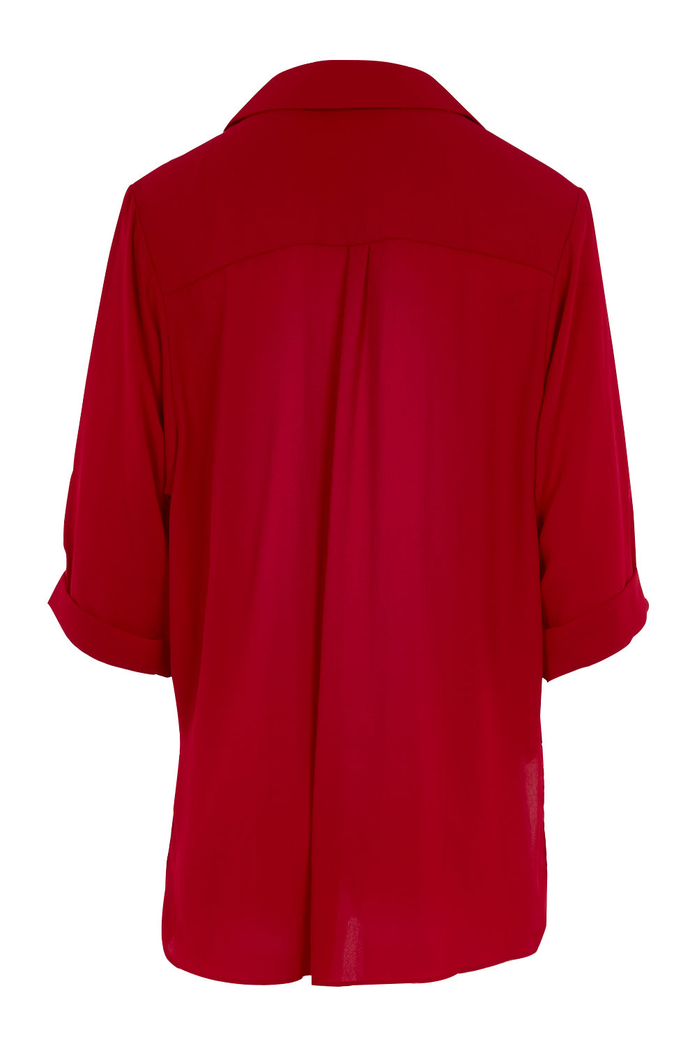 Product shot of The Cross Over Blouse in colour Red (Red), from the back