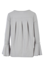 Product shot of The Bell Sleeve Top in colour Grey (Grey), from the back