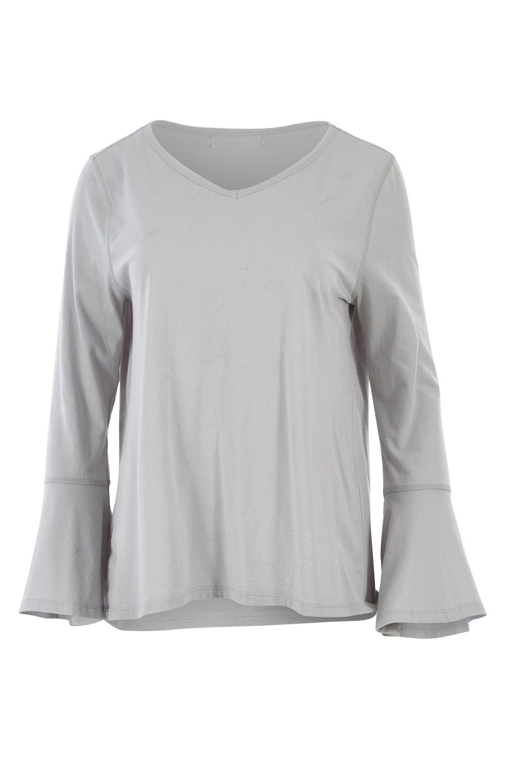Product shot of The Bell Sleeve Top in colour Grey (Grey), from the front