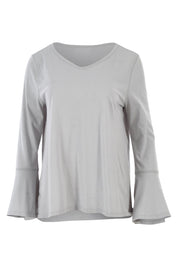 Product shot of The Bell Sleeve Top in colour Grey (Grey), from the front