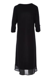 Product shot of The Chiffon Trim Dress in colour Black (Black), from the front