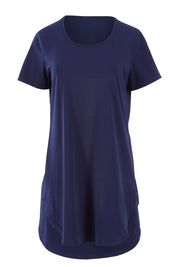 Product shot of The Boyfriend Tunic Tee in colour Navy (Blue), from the front