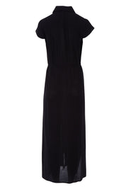 Product shot of The Button Up Maxi in colour Black (Black), from the back