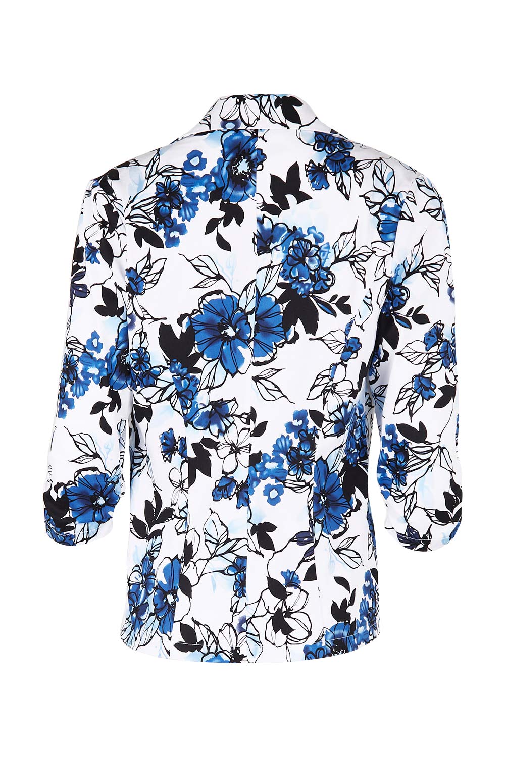 Product shot of The Everyday Printed Blazer in colour Bluefloral (Blue), from the back