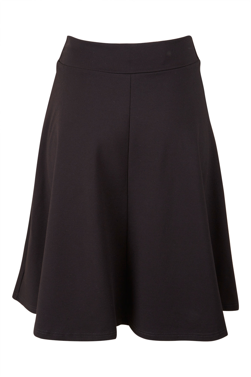 Product shot of The Ponte Flip Skirt in colour Black (Black), from the back