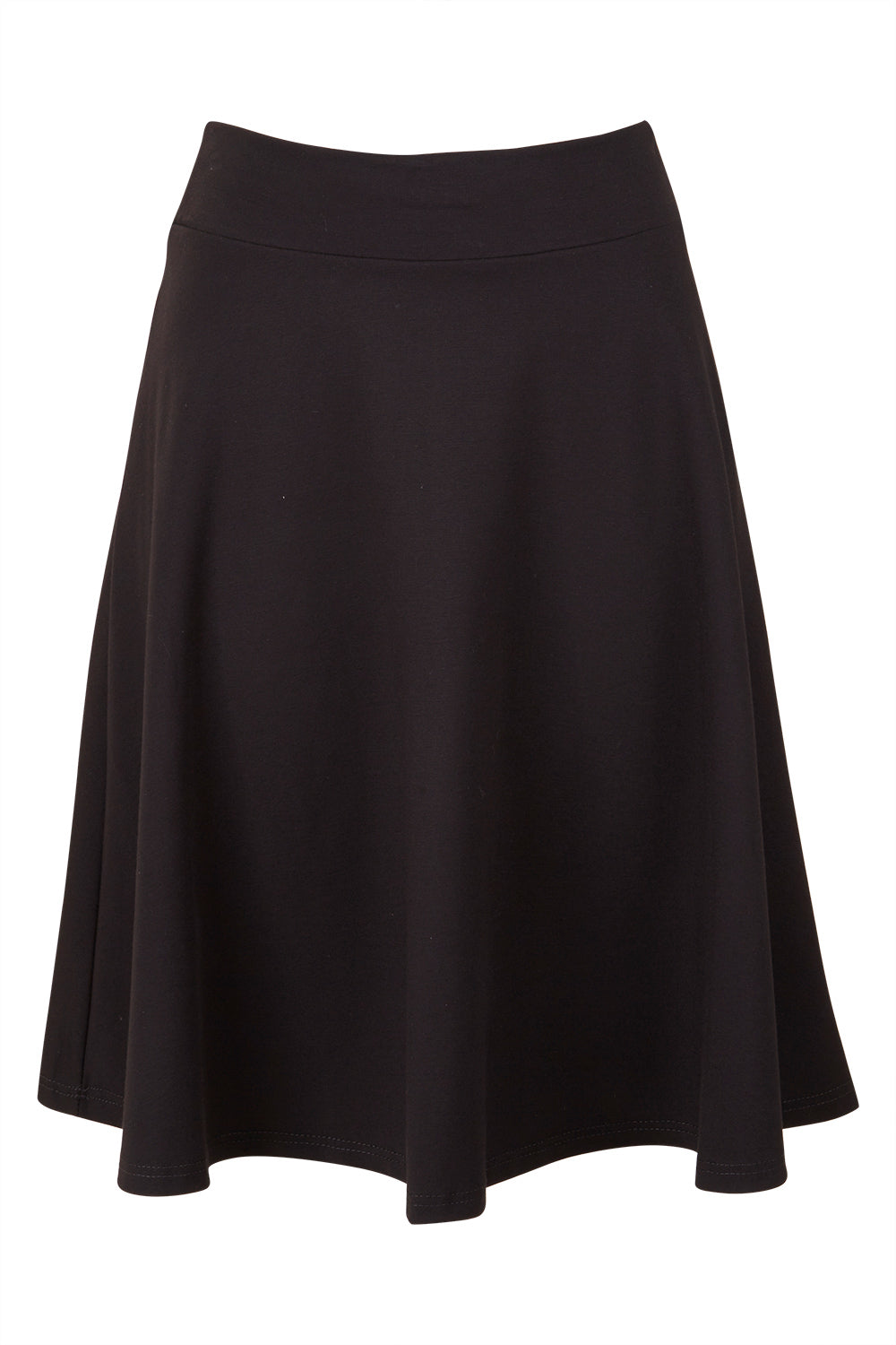 Product shot of The Ponte Flip Skirt in colour Black (Black), from the front