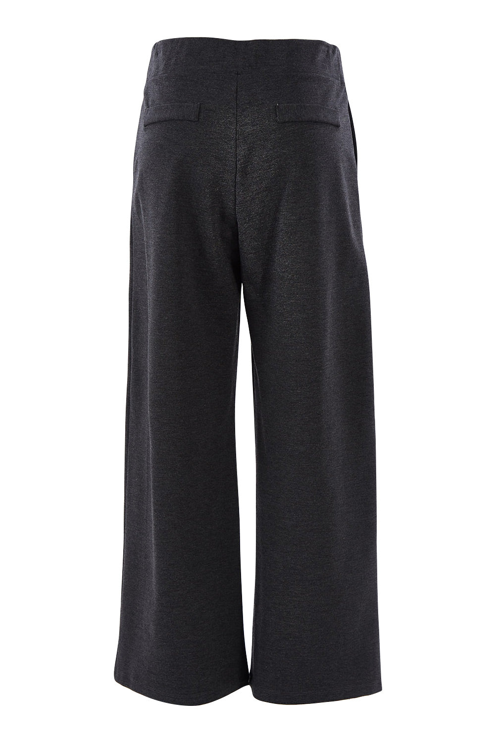 Product shot of The Wide Leg Ponte Pant in colour Darkmarle (Grey), from the back