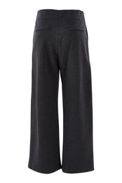 Product shot of The Wide Leg Ponte Pant in colour Darkmarle (Grey), from the back