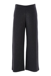 Product shot of The Wide Leg Ponte Pant in colour Darkmarle (Grey), from the front